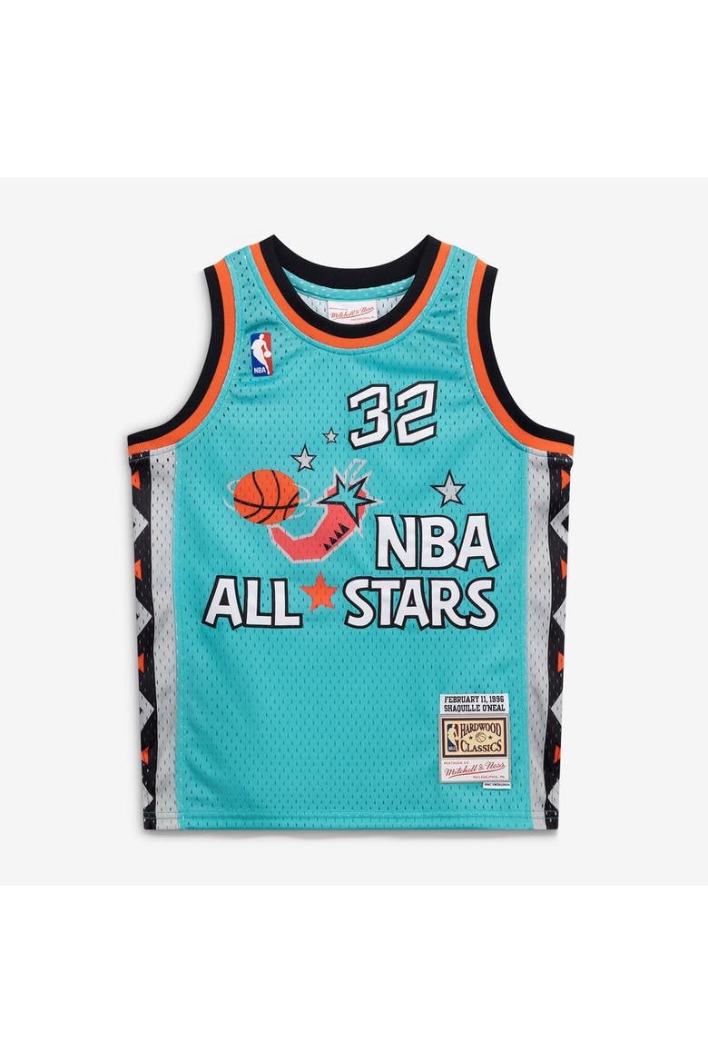 Youth Mitchell & Ness Shaquille O'Neal Teal 1996 NBA All-Star Game Hardwood Classics Swingman Jersey, Alternate, color, Teal