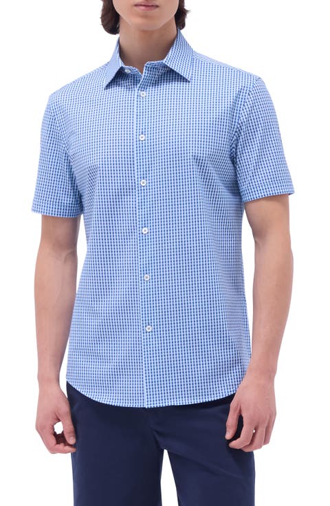 Miles OoohCotton® Gingham Short Sleeve Button-Up Shirt