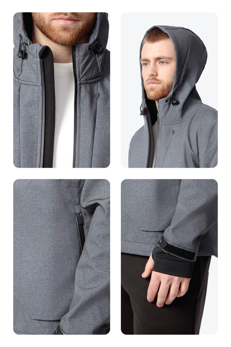 Tofino - Men's Fleece Lined Water-repellent Softshell Jacket, Alternate, color, DARK GREY