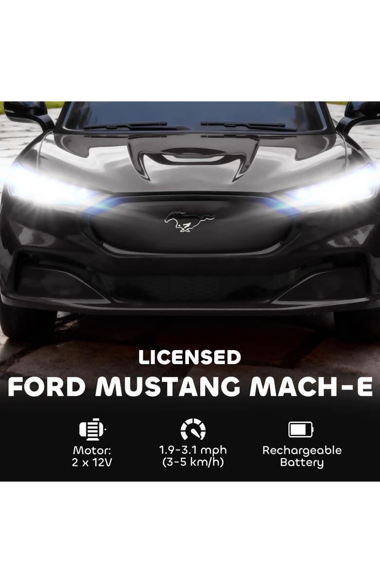 Qaba 12V Licensed Ford Mustang Mach-E Electric Car Kids Ride On Car with Remote Control Adjustable Speed LED Light Music Suspension, Alternate, color, Black