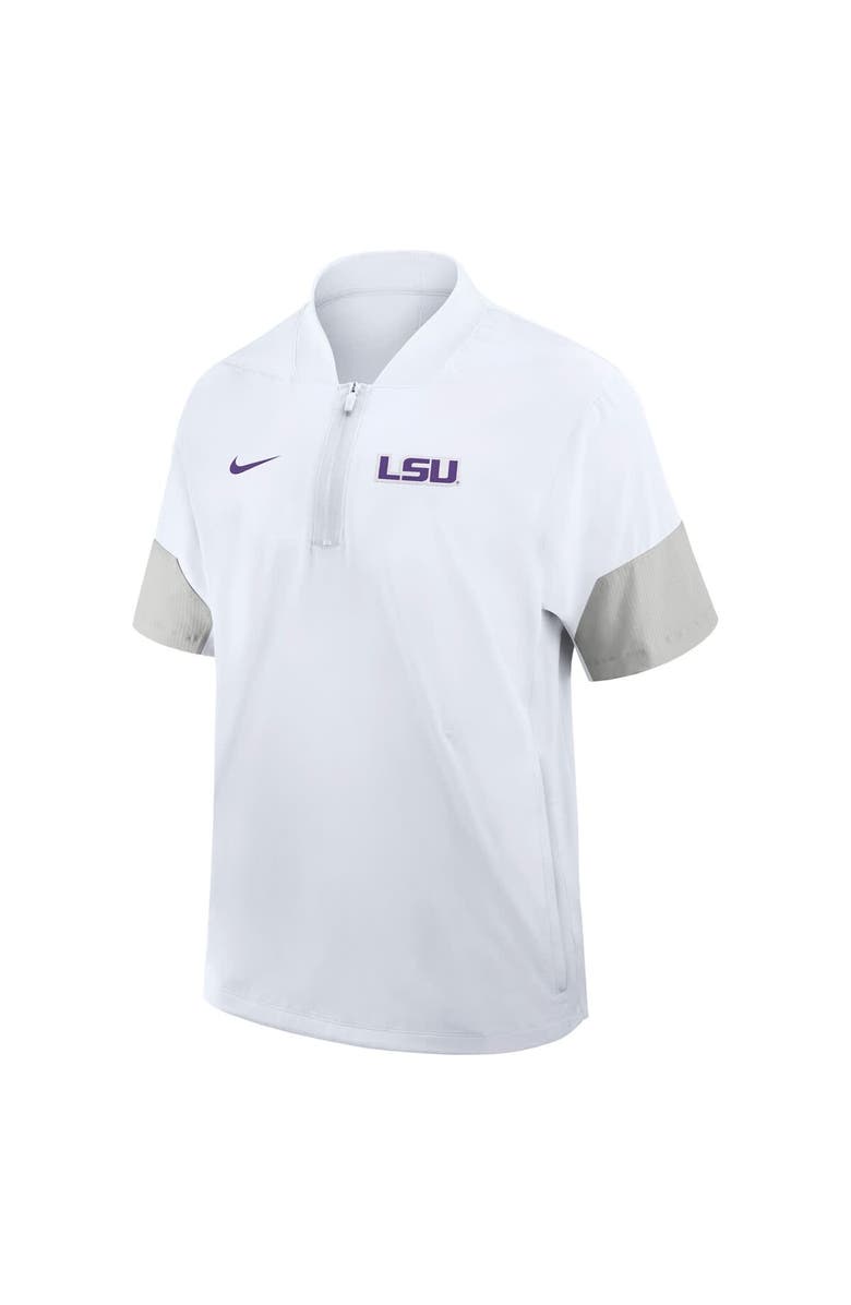 Nike Men's Nike White LSU Tigers 2025 Sideline Short Sleeve Quarter-Zip Coach Jacket, Alternate, color, White