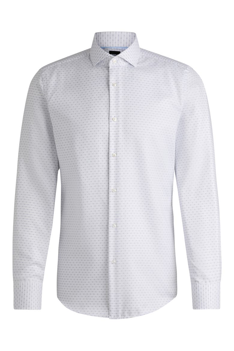 Hank Slim Fit Neat Cotton Dobby Dress Shirt, Alternate, color, WHITE
