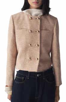 MANGO Jade Cotton Blend Tweed Jacket