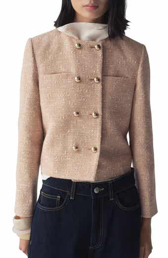 MANGO Jade Cotton Blend Tweed Jacket