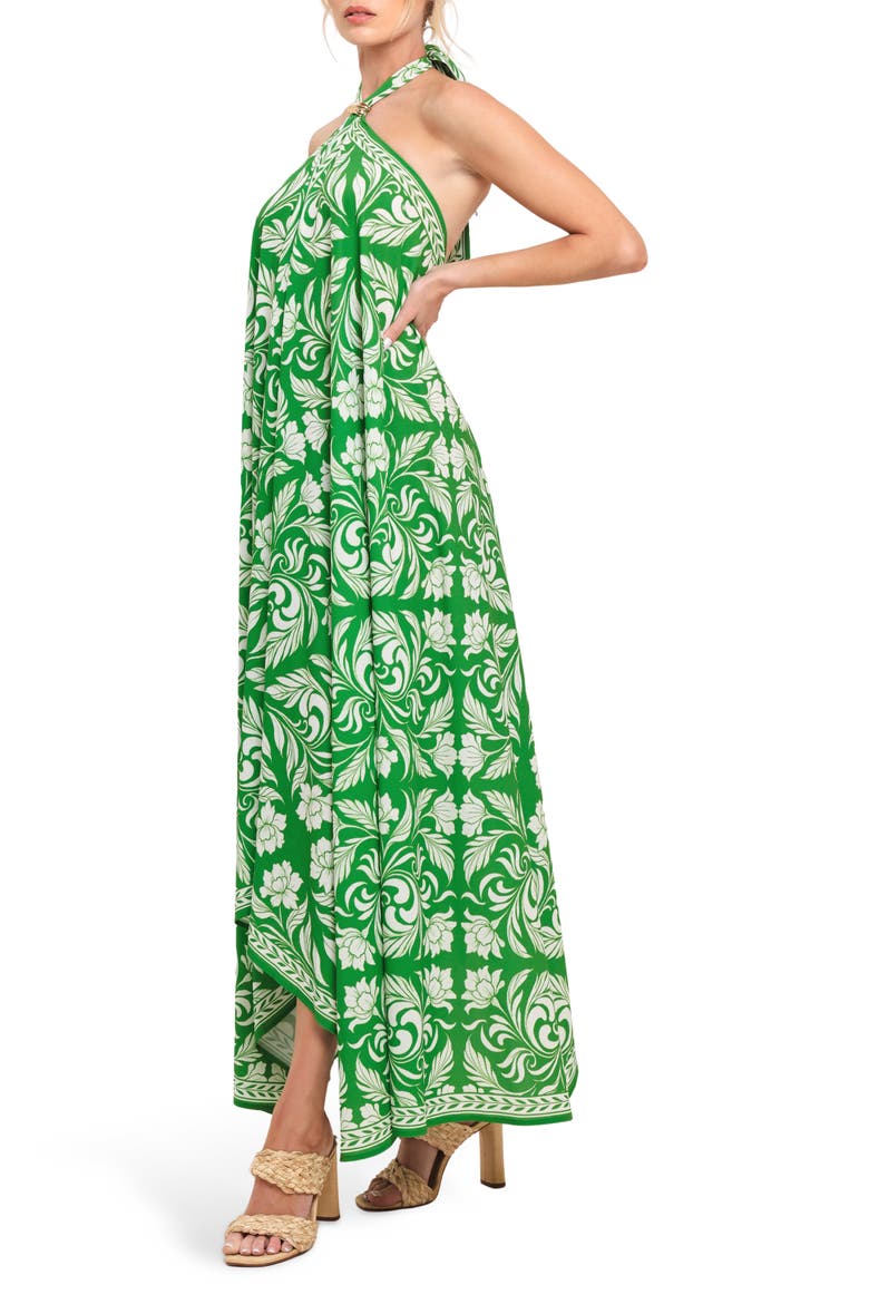 Print Maxi Dress, Alternate, color, GREEN