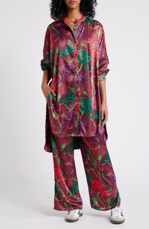 Dressed in Lala Wild Whimsy Oversize Satin Top & Pants Set 