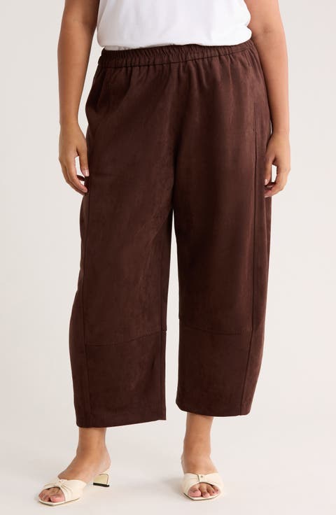 Faux Suede Barrel Pants (Plus)