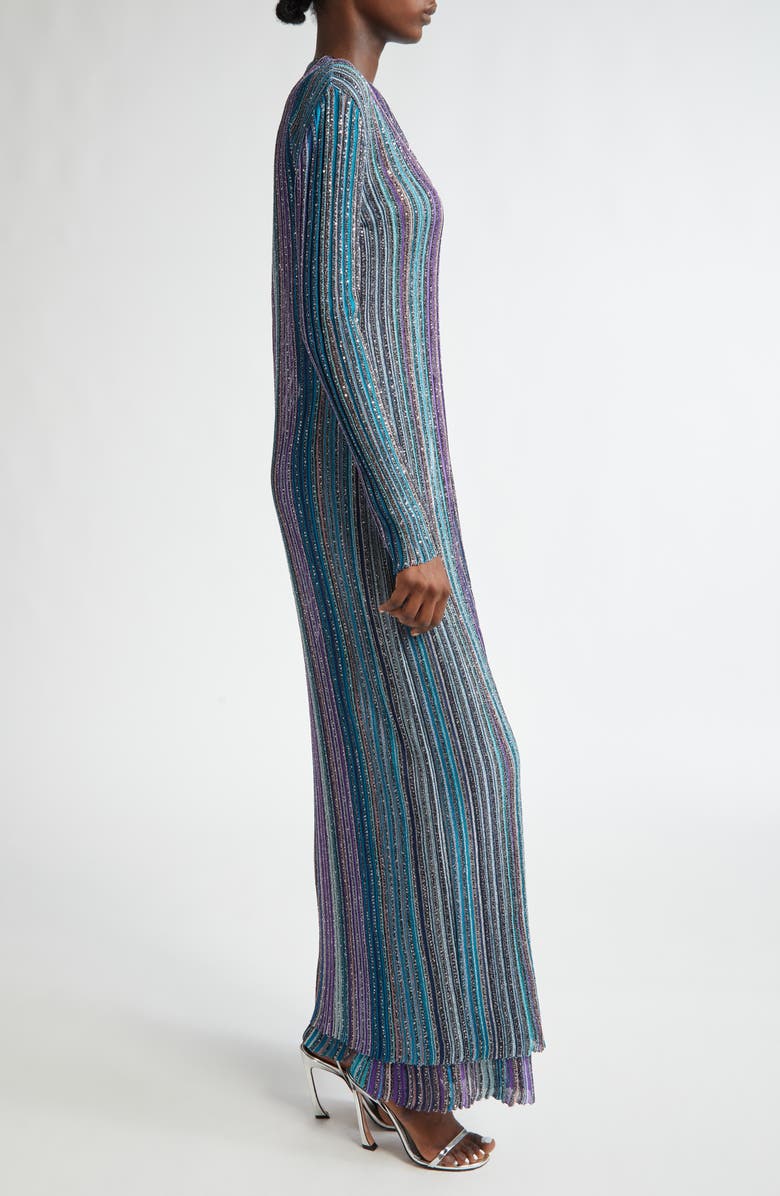 Missoni Sequin Metallic Stripe Longline Cardigan, Alternate, color, 