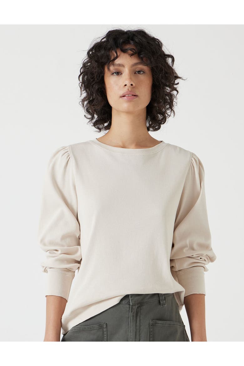 Emily Puff Sleeve Cotton Jersey Top, Main, color, Almond