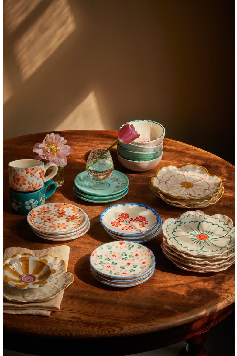 Set of 4 Flower Shaped Side Plates, Alternate, color, MULTI