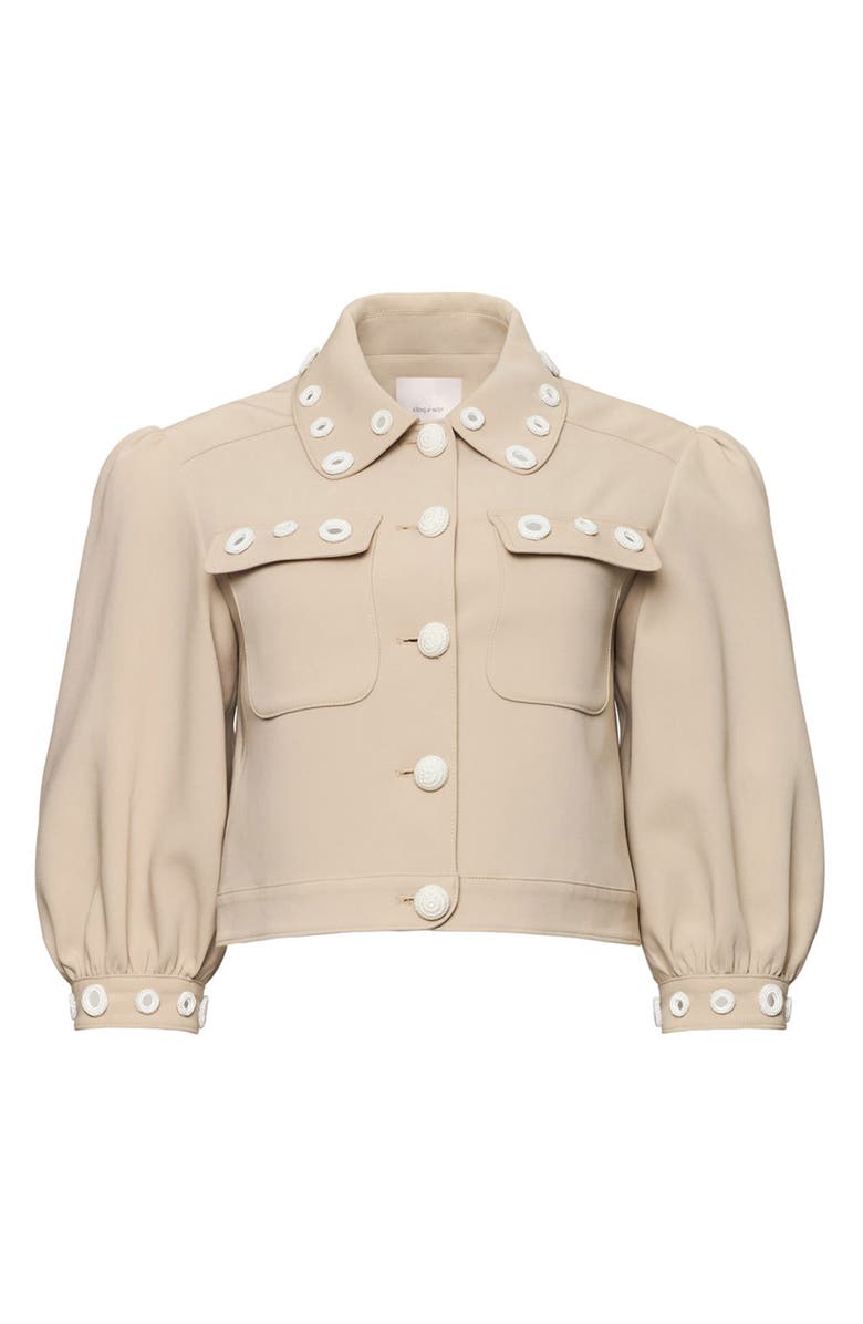 Cinq à Sept Gilliana Crop Jacket, Alternate, color, Khaki/ Ivory