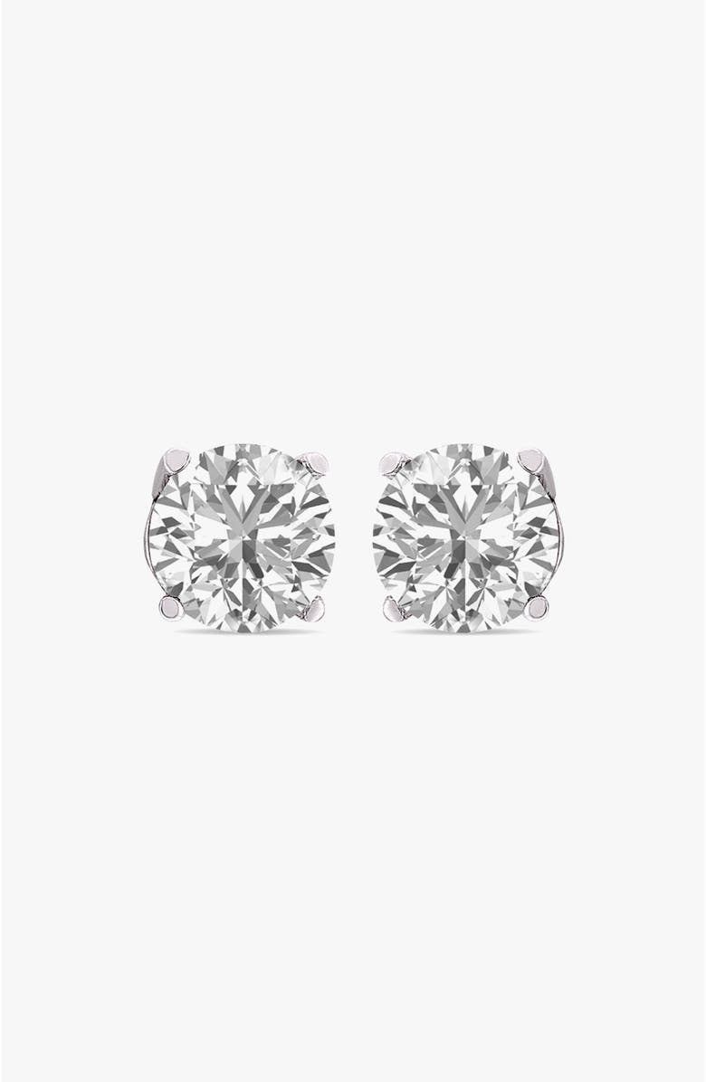SEREIA OFFICIAL 14K Gold Halo Lab Diamond 4 Carats Earrings, Main, color, White Gold