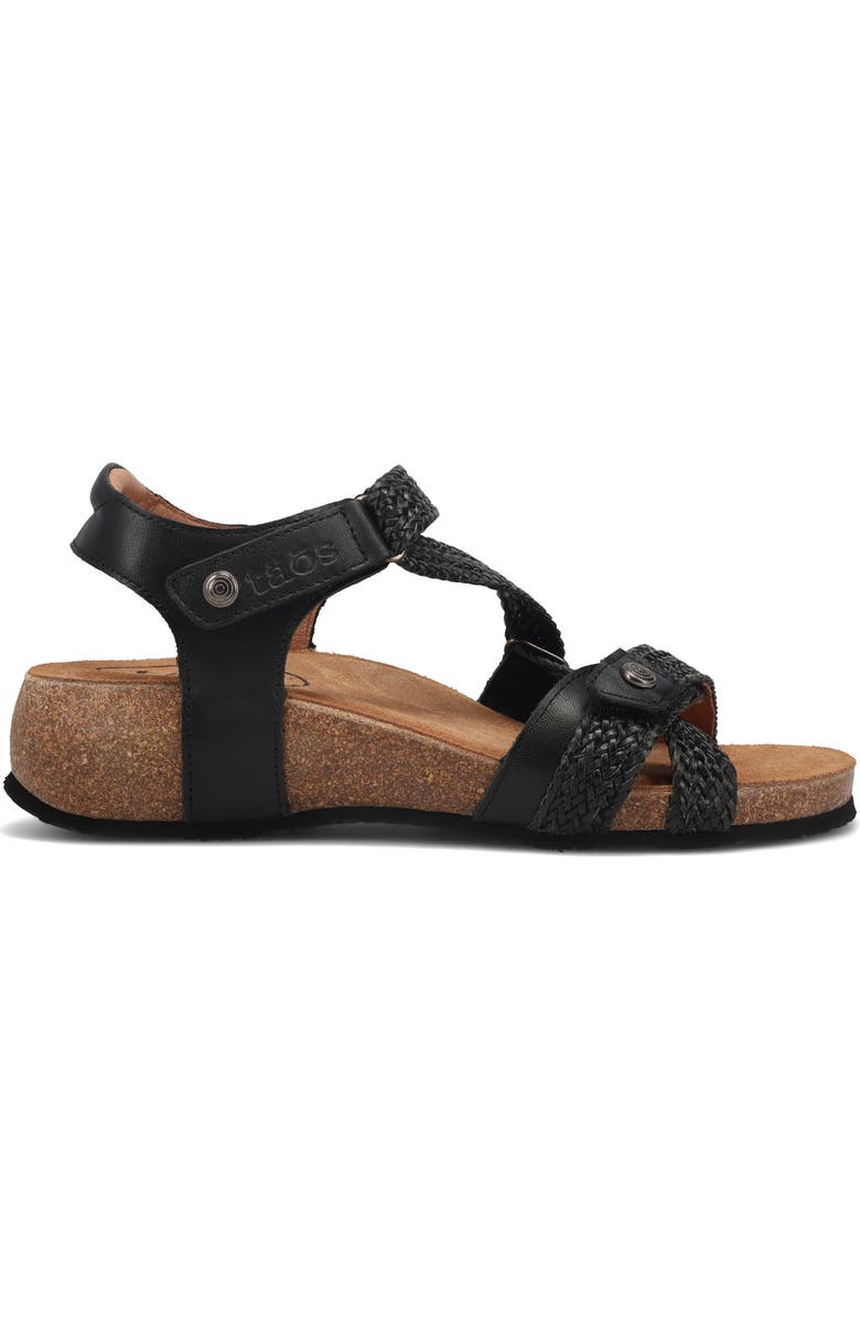 Taos 'Trulie' Wedge Sandal, Alternate, color, Black Leather