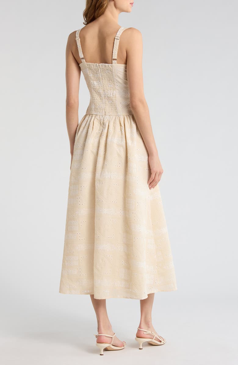 MOON RIVER Eyelet Lace Patchwork Sundress, Alternate, color, Taupe