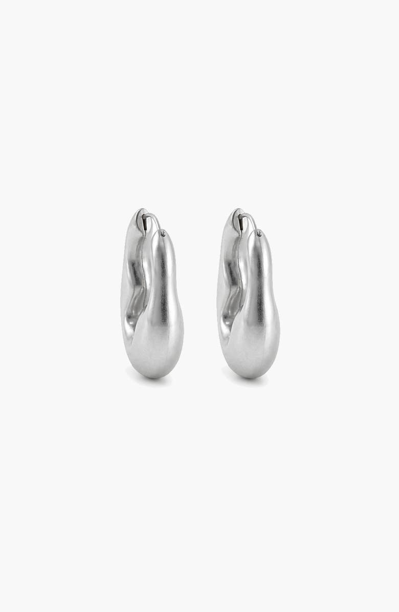 YOJ Luna Drop Hoops in Silver, Alternate, color, Silver