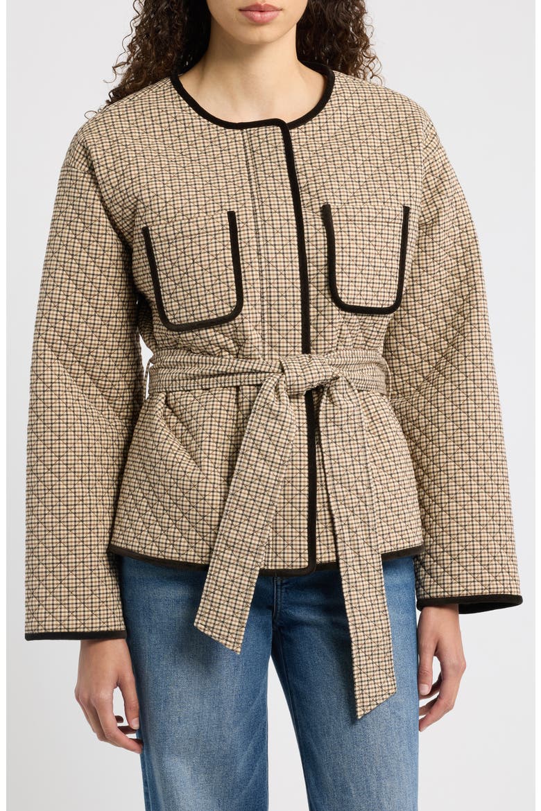 Barrow Quilted Houndstooth Topper Jacket, Alternate, color, CARAMEL HOUNDSTOOTH