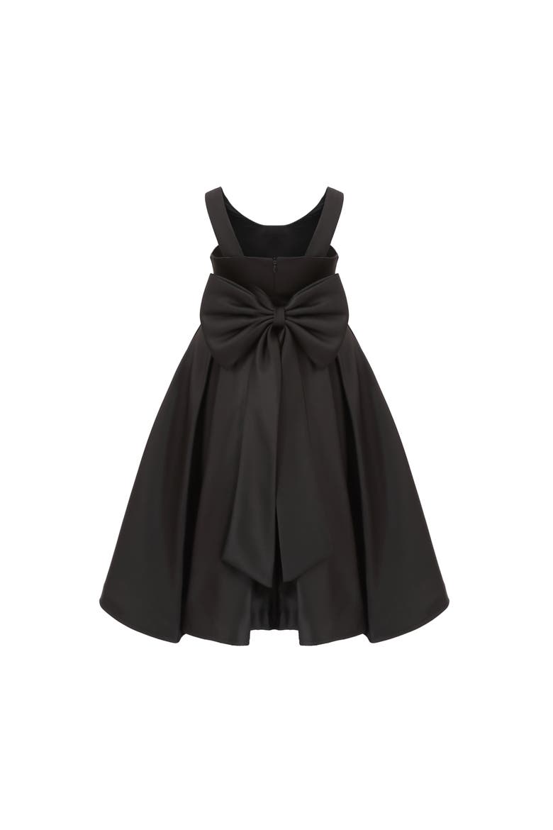 Satin Bow-Back Dress, Alternate, color, Black