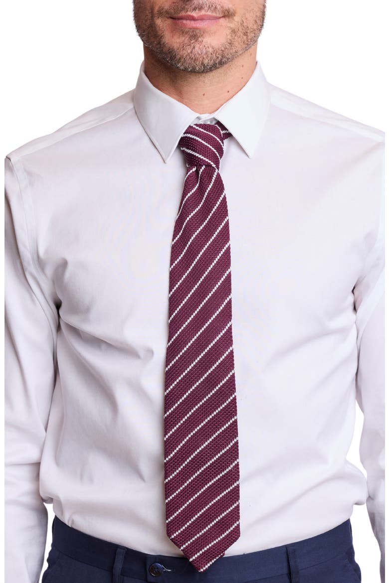 Stanley Striped Knit Tie, Main, color, DK BURGUNDY STRIPE