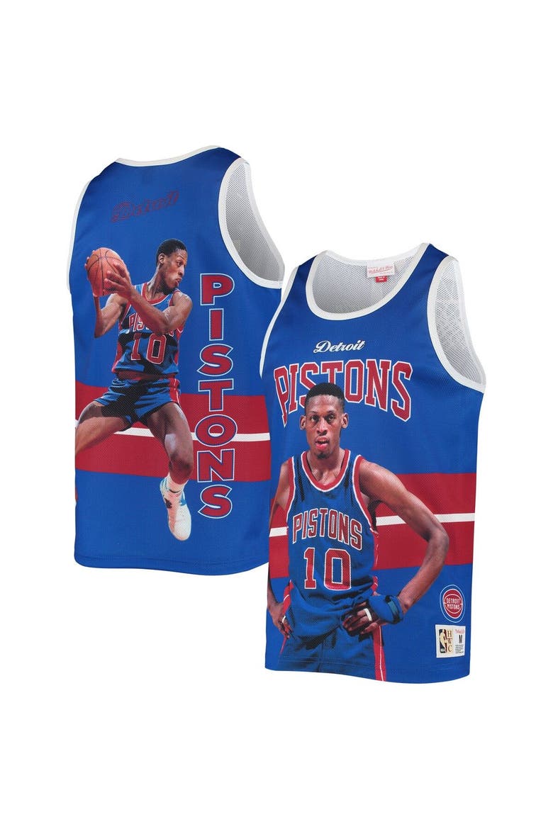 Men's Mitchell & Ness Dennis Rodman Blue Detroit Pistons Hardwood Classics Player Tank Top, Main, color, Blue
