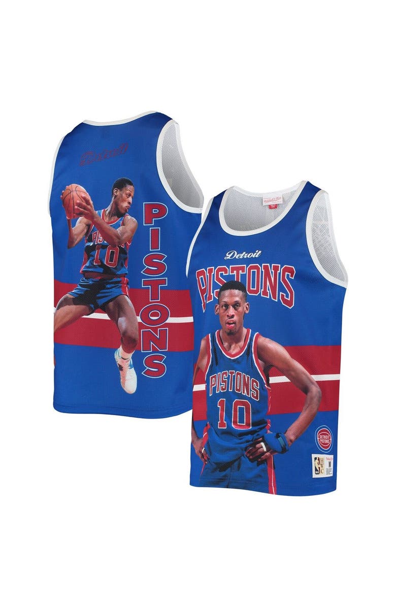 Mitchell & Ness Men's Mitchell & Ness Dennis Rodman Blue Detroit Pistons Hardwood Classics Player Tank Top, Main, color,