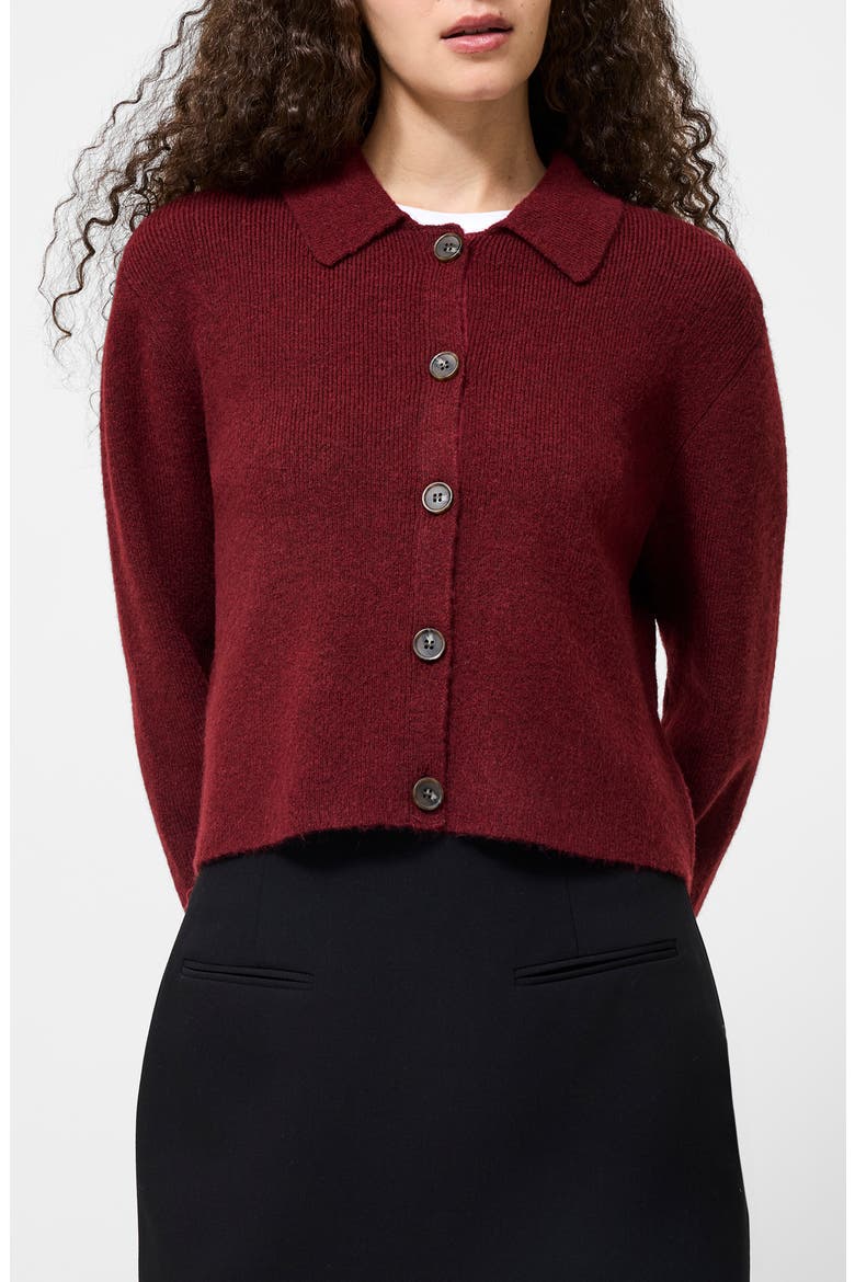 Ellie Collared Crop Cardigan, Main, color, CABERNET