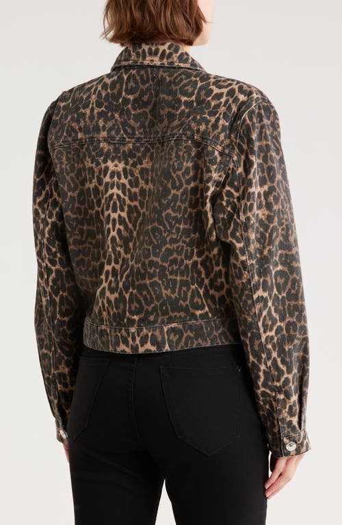 Steve Madden Leopard Print Crop Denim Jacket In Brown