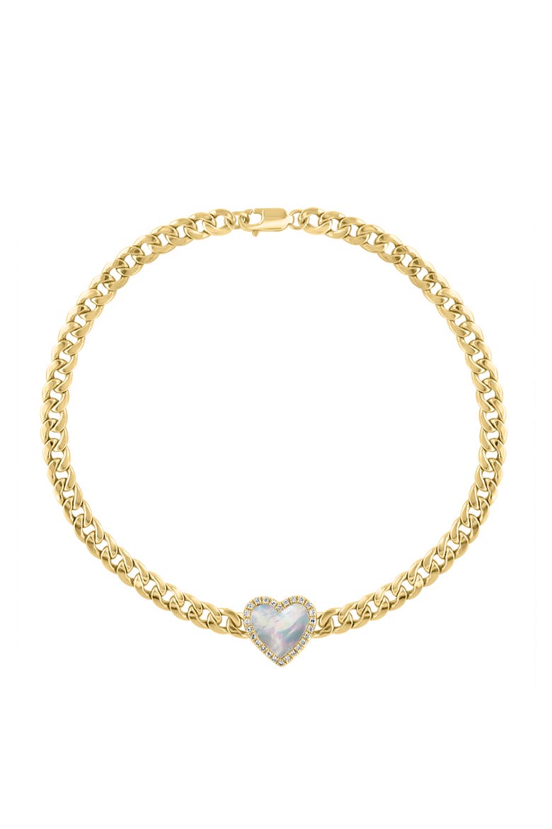 14K Yellow Gold Diamond,Mother of Pearl Bracelet, Main, color, Hematite and FW Blush Pearl