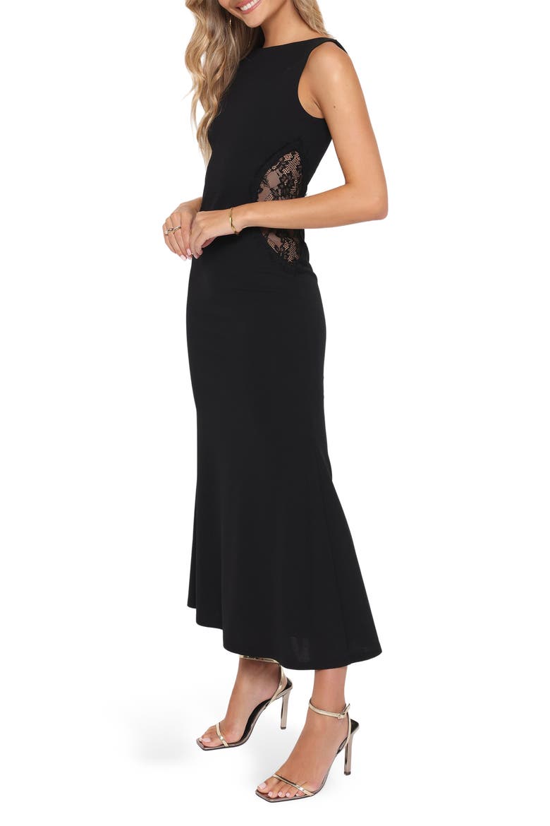 Kadija Sleeveless Lace Trim Maxi Dress, Alternate, color, BLACK