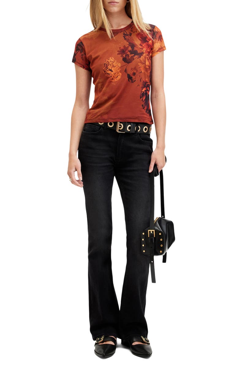 AllSaints Ellie Floral Print Mesh T-Shirt, Alternate, color, 