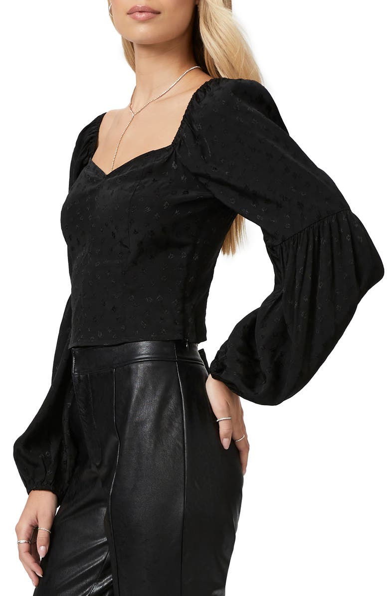 PAIGE Sydnee Sweetheart Neck Top, Alternate, color, Black