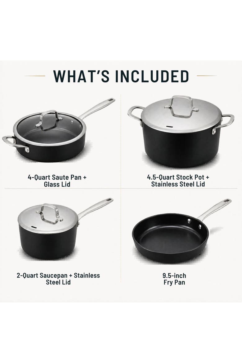 Maestro 7-Piece Ceramic Nonstick Cookware Set - Induction & Oven Safe, Alternate, color, Black