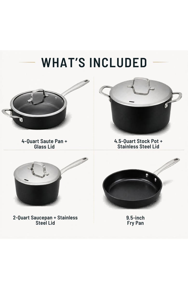 Alva Maestro 7-Piece Ceramic Nonstick Cookware Set - Induction & Oven Safe, Alternate, color, Black