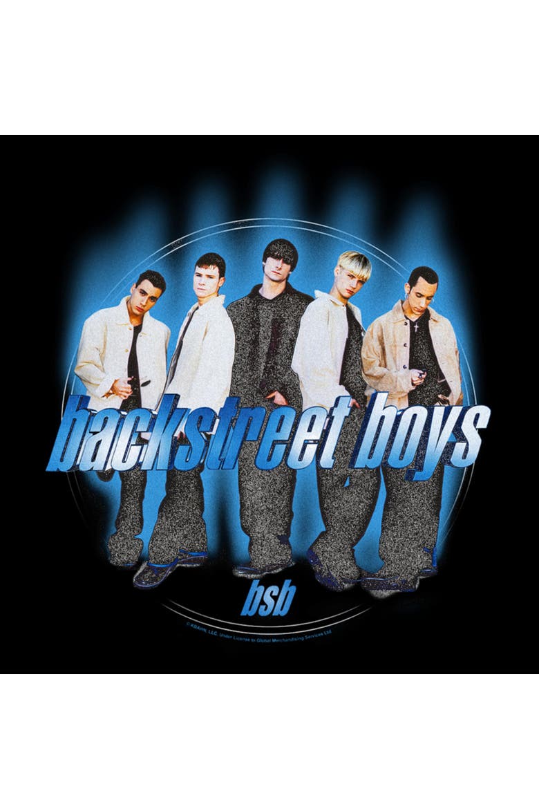 Men's Backstreet Boys Blue Glowing Circle  Graphic T-Shirt, Alternate, color, Black