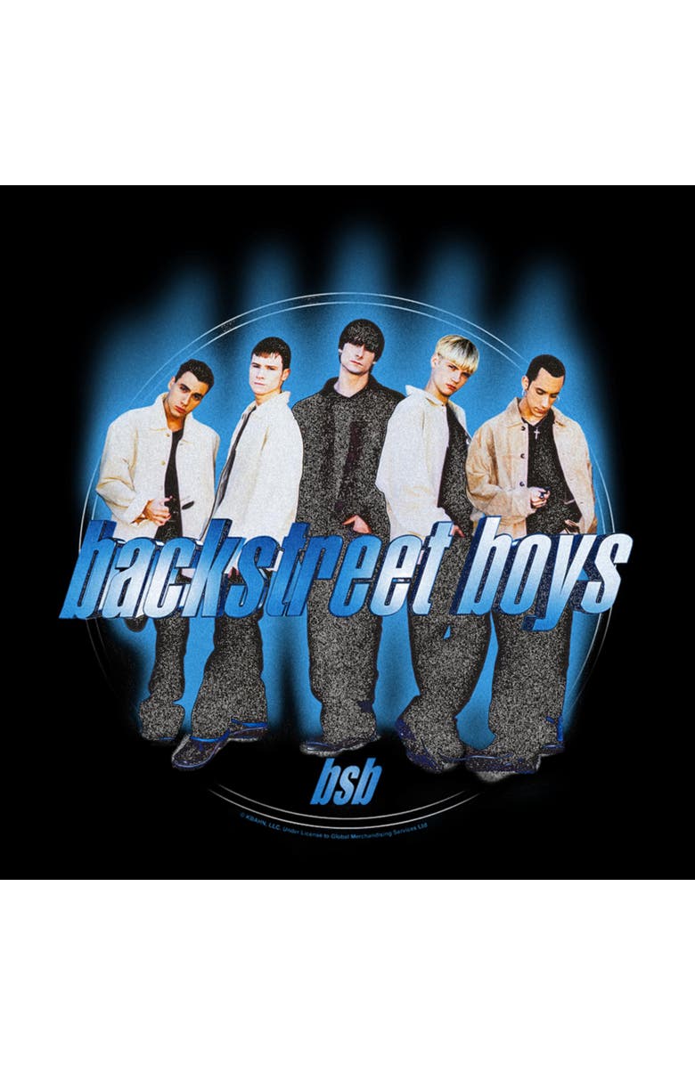 Backstreet Boys Men's Backstreet Boys Blue Glowing Circle Graphic T-Shirt, Alternate, color, Black