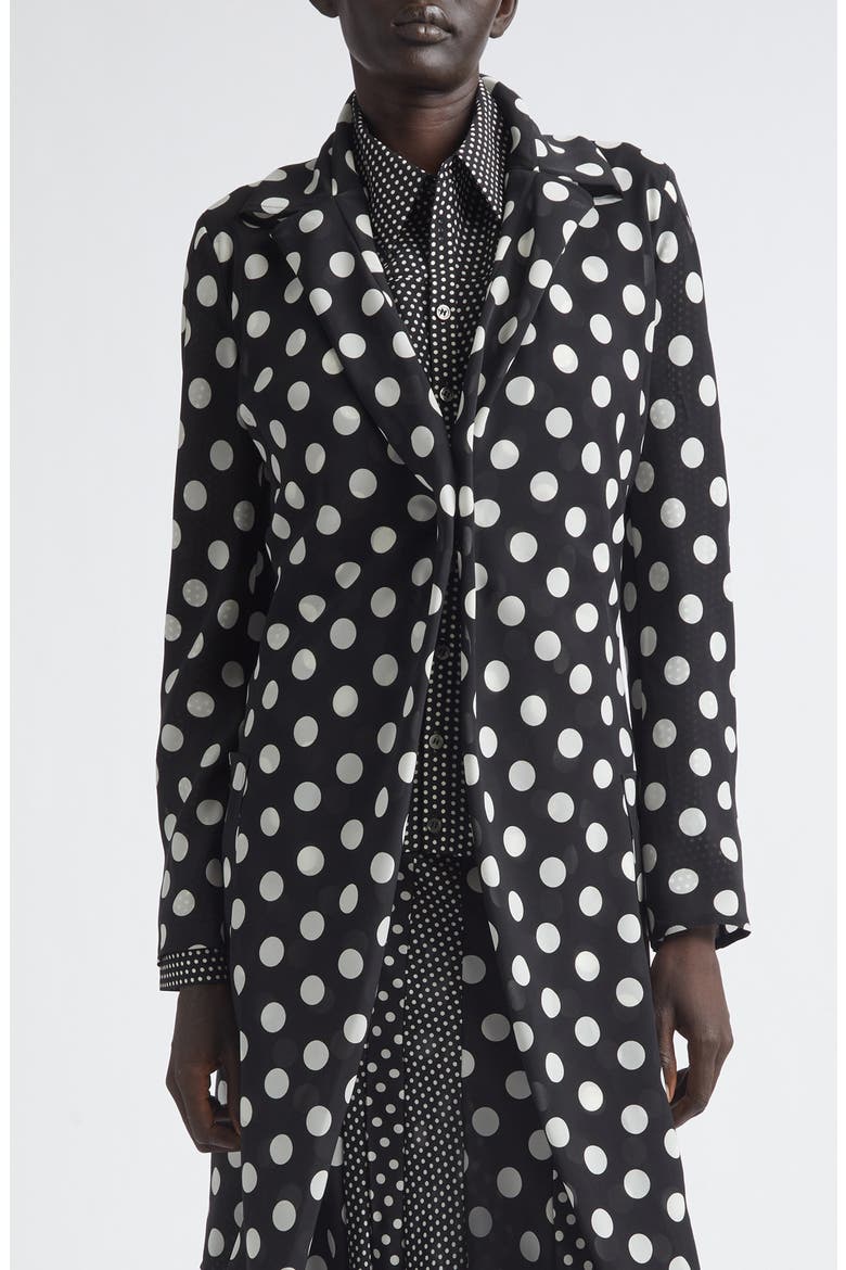 Polka Dot Georgette Cutaway Jacket, Main, color, BLACK/ WHITE