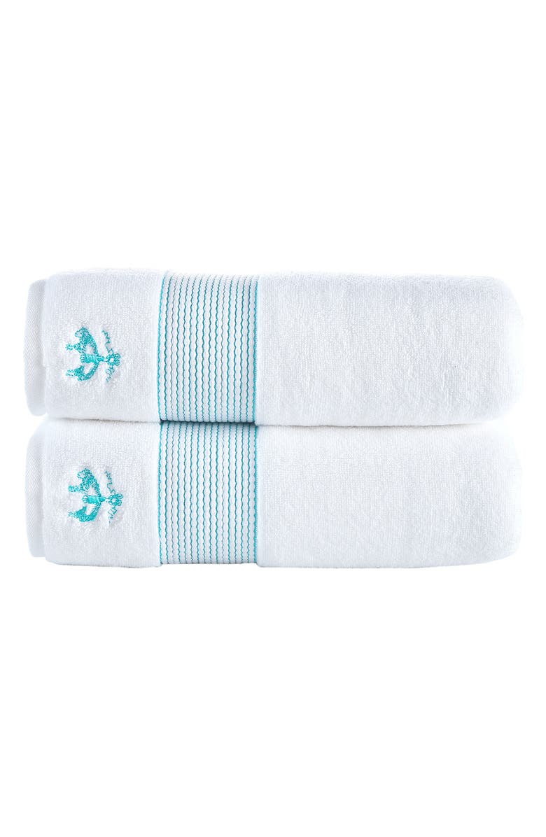 Brooks Brothers 2-Piece Robe Stripe Towel Set, Main, color, Sea Glass