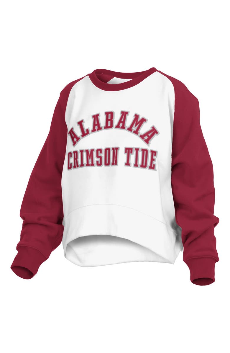 PRESSBOX Women's Pressbox White Alabama Crimson Tide Lotus Raglan Pullover Sweatshirt, Main, color, 