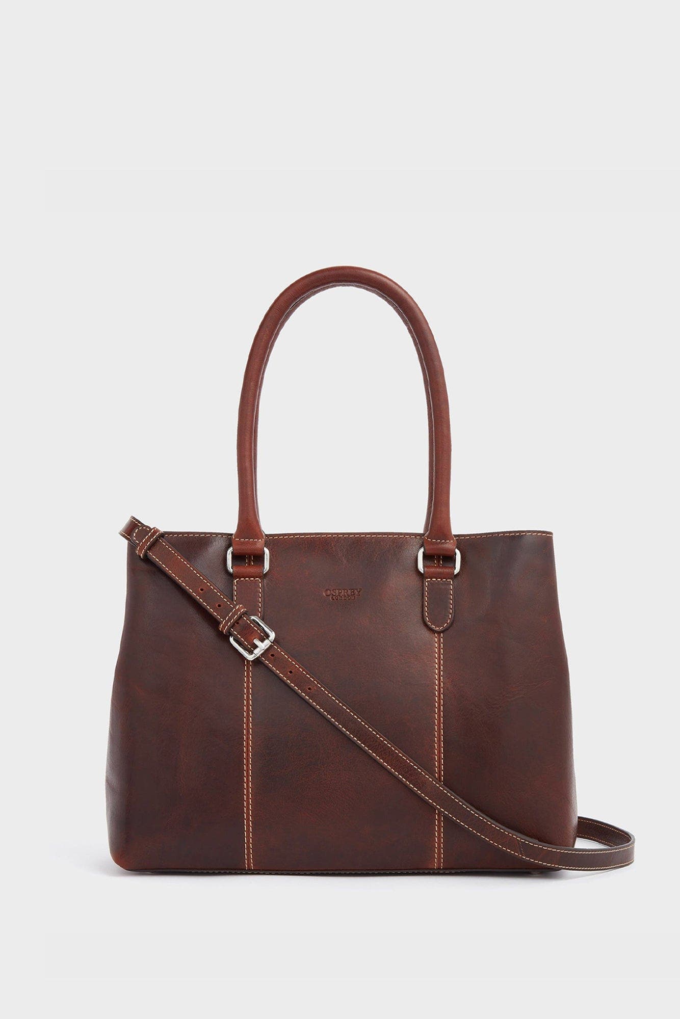 Osprey London The Madden Leather Shoulder WorkBag, Main, color, Chestnut