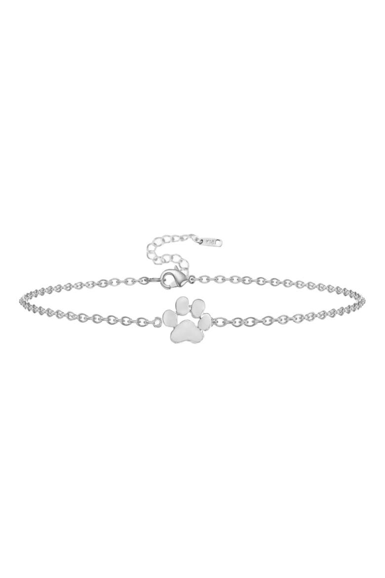 Fureverly Single Paw Print Link Chain Bracelet, Main, color, Silver