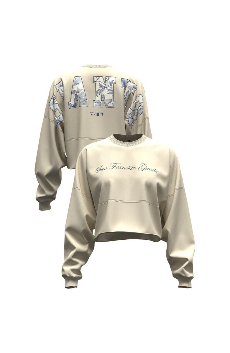 FANATICS Women's Fanatics Light Beige San Francisco Giants Spirit Floral Script Cropped Long-Sleeve T-Shirt, Main, color, Light Beige