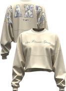 FANATICS Women's Fanatics Light Beige San Francisco Giants Spirit Floral Script Cropped Long-Sleeve T-Shirt