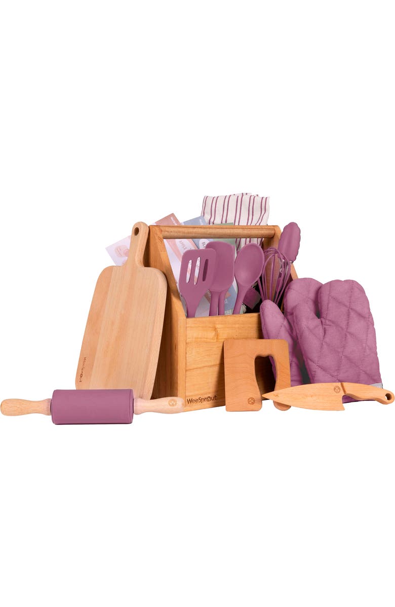 WeeSprout Little Chef Kids Cooking & Baking Set, 14 Piece Cooking Set, Main, color, Purple