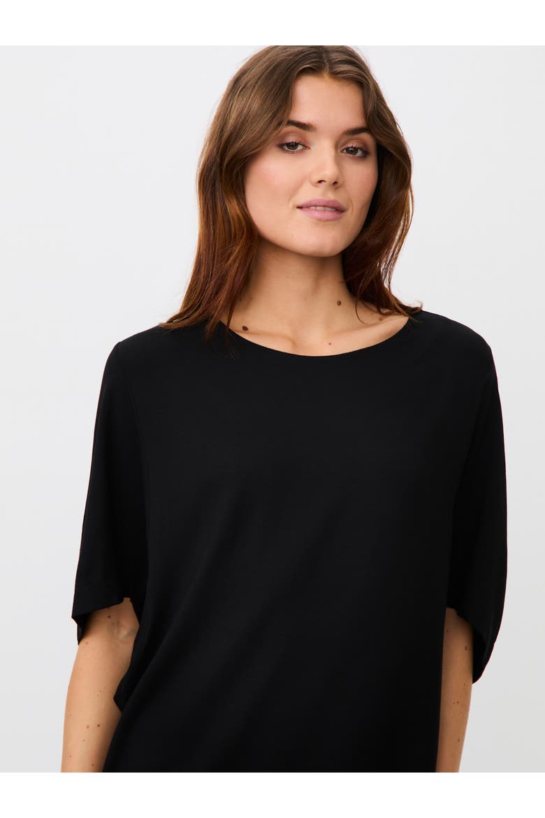 MaNattie Round Neck Draped Jersey Dress, Alternate, color, Black