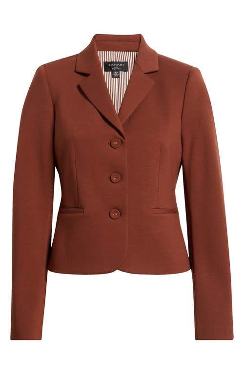 Tahari Asl Three-button Ponte Blazer In Brown