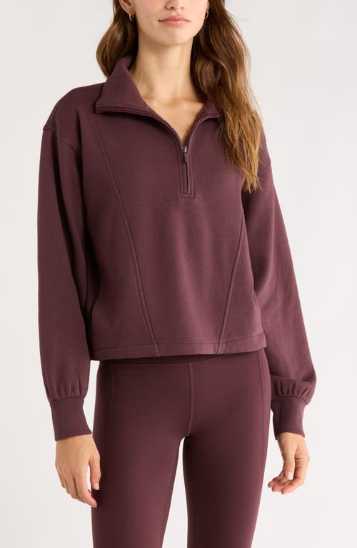 Zella Ultracozy Fleece Half Zip Pullover in Burgundy Fudge 