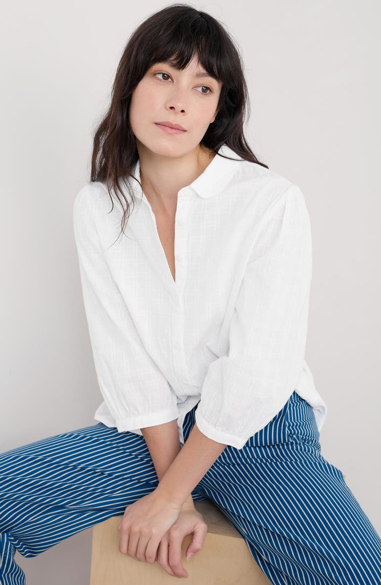 Seasalt Cornwall Hope Cottage Organic Cotton Button-Up Shirt, Alternate, color, Salt