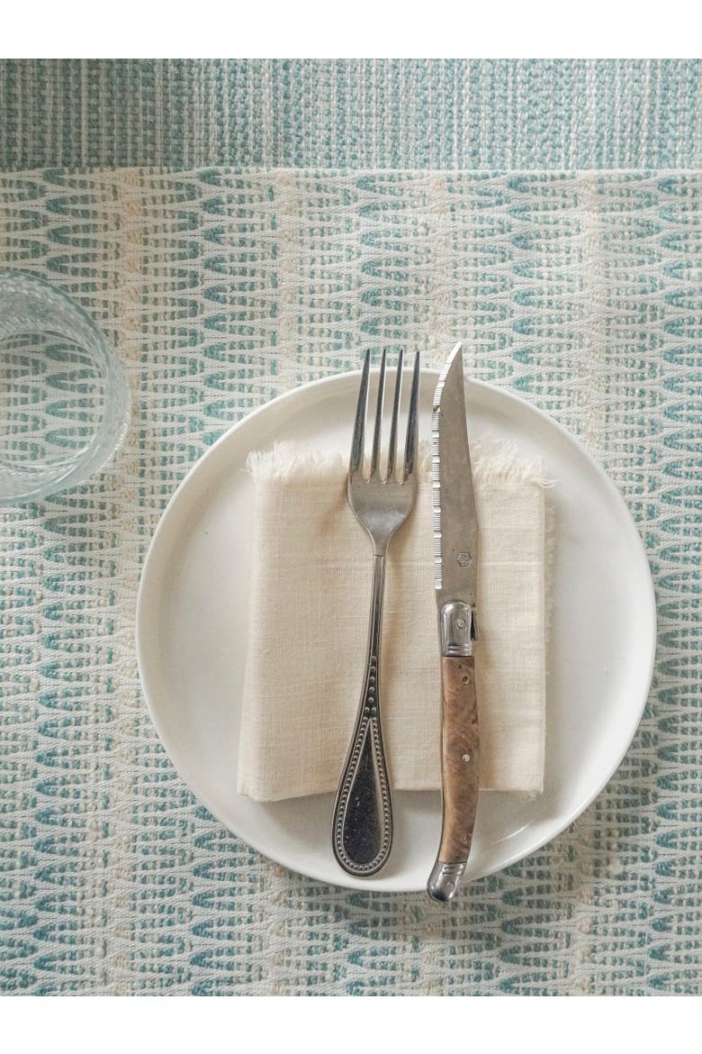 Summer Twist Indoor Outdoor Table Runner, Alternate, color, Aqua Blue