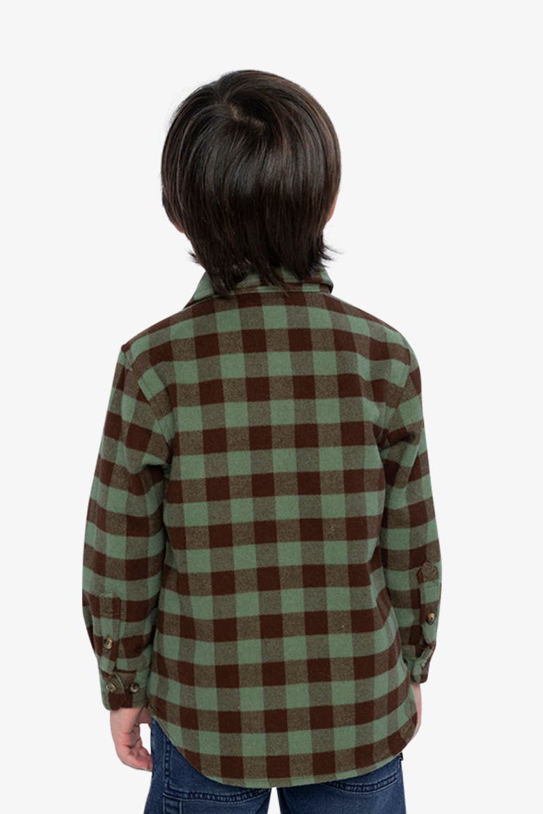 Brushed Plaid Button-Front Chest Pocket Flannel Shirt, Alternate, color, Green and Brown Plaid