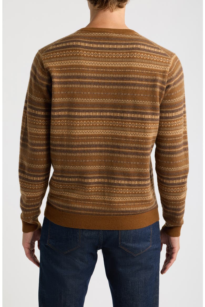 Saddle Fair Isle Wool & Cashmere Sweater, Alternate, color, DARK AMBER