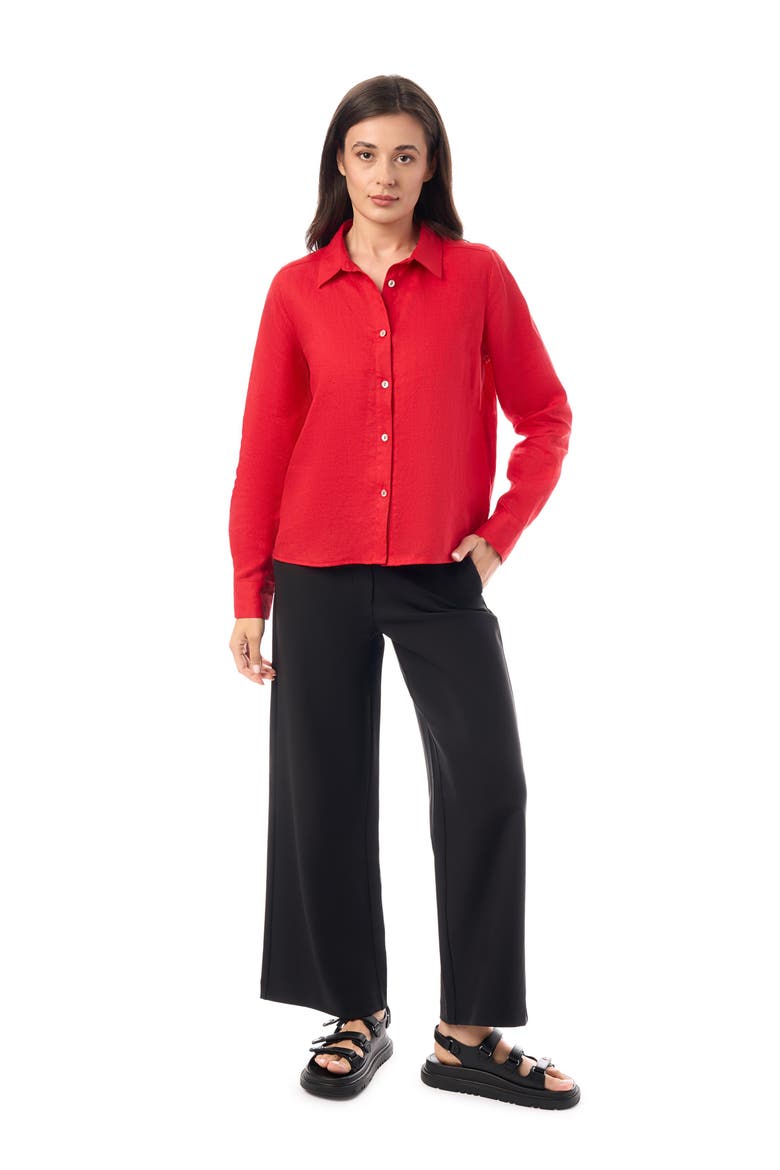 Long Sleeve Linen Shirt, Alternate, color, Poppy